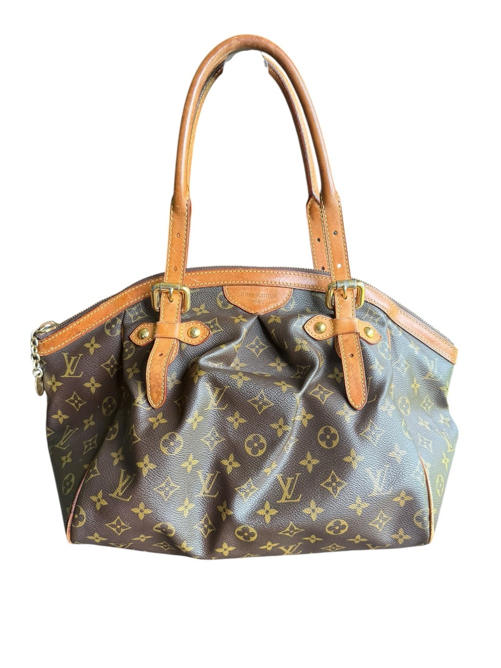 Louis Vuitton Monogram Canvas Shoulder Bag with Tan Vachetta Handles